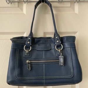Coach Navy Pebbled Leather Multisection Satchel Purse
